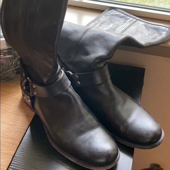 Frye tall back zip harness riding boots- black - Picture 4 of 4